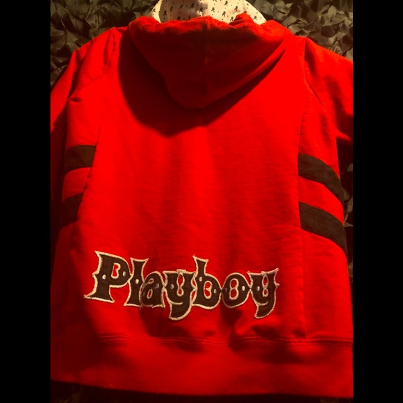 ⭐️SALE⭐️ Y2K RARE embroidered Playboy mini Hoodie w zipper pulley - Picture 3 of 8
